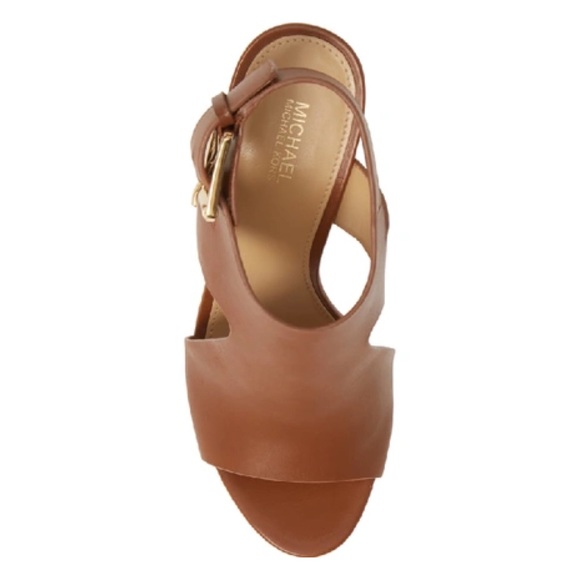 Michael Kors Brown Josephine Leather Sandal Wedge - Picture 7 of 9